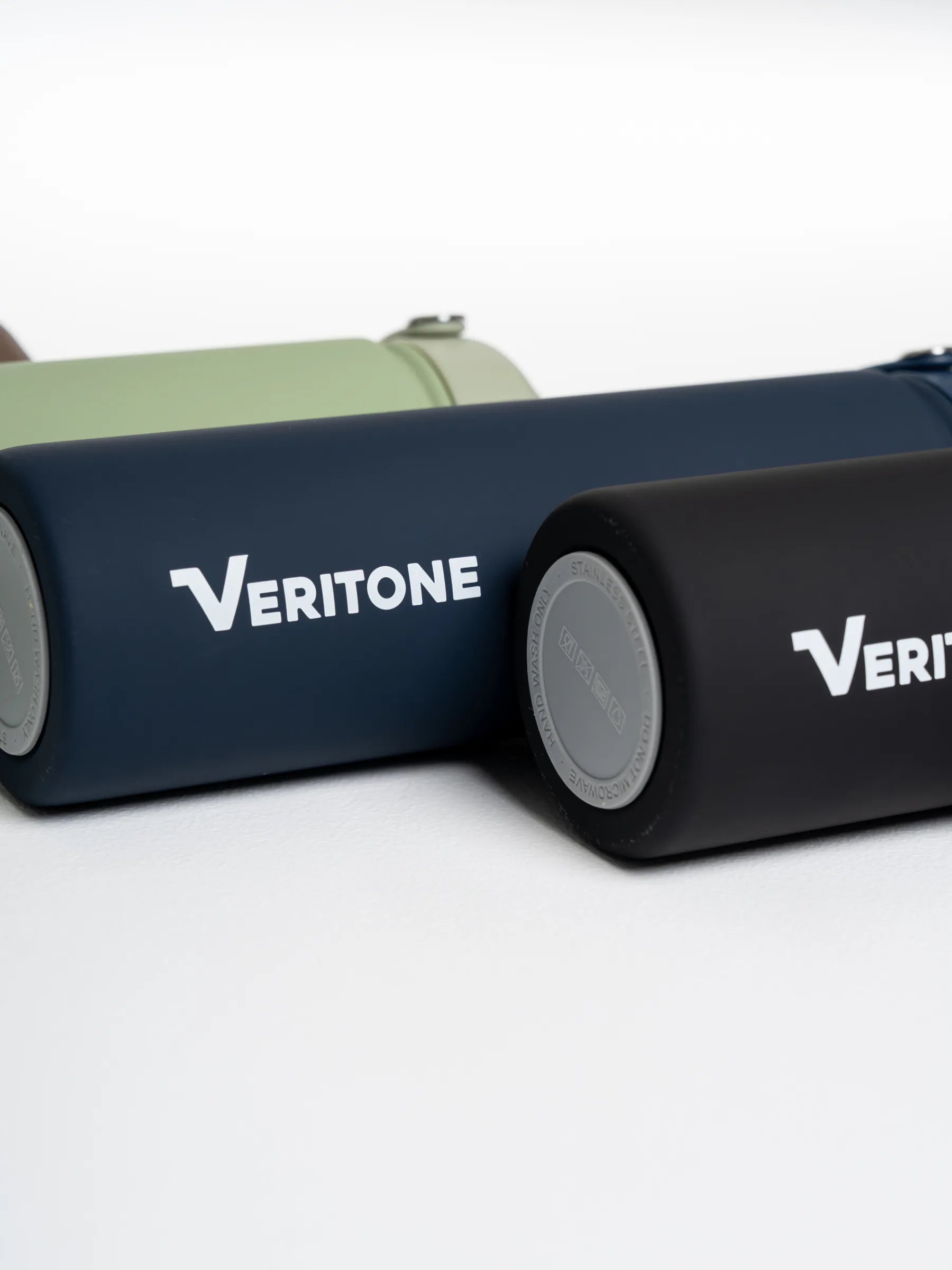 Veritone hydration bottles on a white background revealing the bottom of the bottles